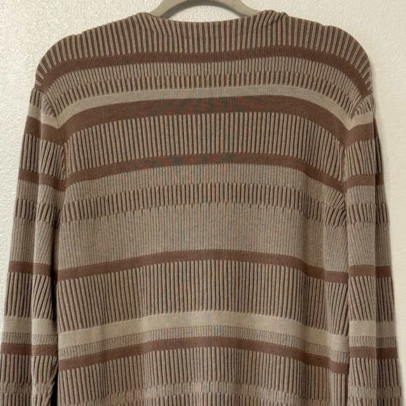 Lafayette 148 New York V-neck Ribbed Button Front Cardigan, Tan Size XL - Picture 4 of 9